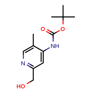 Chemical structure of 4-(Boc-amino)-5-methylpyridine-2-methanol , CAS 2514904-72-2, AChemBlock V146985