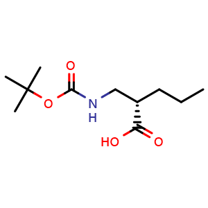 Chemical structure of (S)-2-[(Boc-amino)methyl]pentanoic Acid , CAS 941292-79-1, AChemBlock V147013
