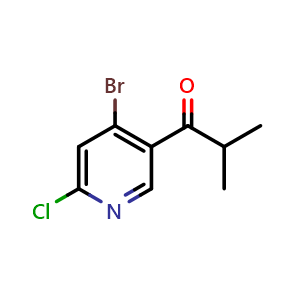 Chemical structure of 1-(4-Bromo-6-chloro-3-pyridyl)-2-methyl-1-propanone , CAS 2741843-22-9, AChemBlock V147017