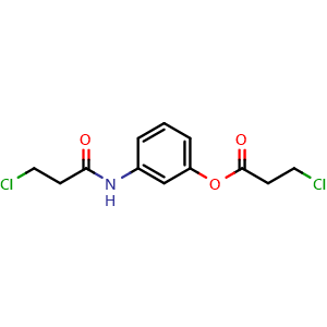 Chemical structure of 3-(3-Chloropropanamido)phenyl 3-Chloropropanoate , CAS 2250243-33-3, AChemBlock V147020