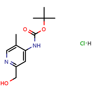 Chemical structure of 4-(Boc-amino)-5-methylpyridine-2-methanol Hydrochloride , CAS 2742346-24-1, AChemBlock V147043