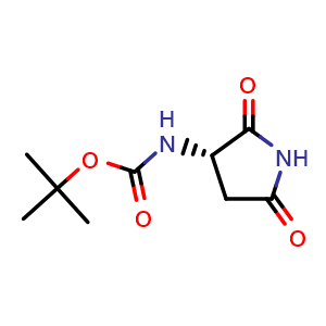 Chemical structure of (S)-3-(Boc-amino)pyrrolidine-2,5-dione , CAS 124842-29-1, AChemBlock V147046