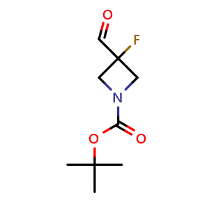 Chemical structure of 1-Boc-3-fluoroazetidine-3-carbaldehyde , CAS 1374658-52-2, AChemBlock V147053
