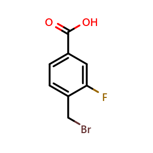 Chemical structure of 4-(Bromomethyl)-3-fluorobenzoic Acid , CAS 361456-46-4, AChemBlock V147060