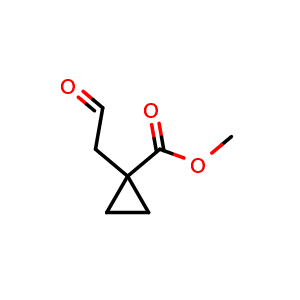 Chemical structure of Methyl 1-(2-Oxoethyl)cyclopropanecarboxylate , CAS 1783523-35-2, AChemBlock V147063
