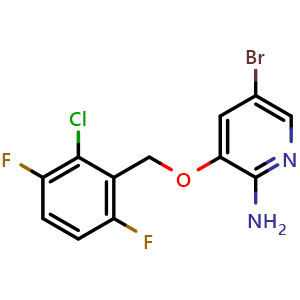 Chemical structure of 2-Amino-5-bromo-3-[(2-chloro-3,6-difluorobenzyl)oxy]pyridine , CAS 756503-67-0, AChemBlock V147071