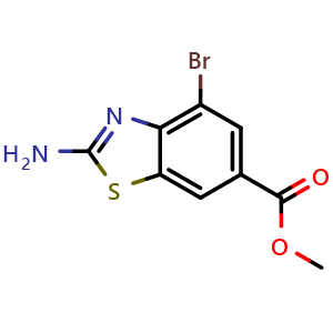 Chemical structure of Methyl 2-Amino-4-bromobenzothiazole-6-carboxylate , CAS 1155287-27-6, AChemBlock V147074