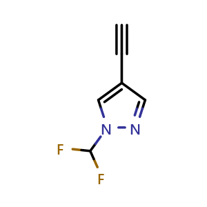 Chemical structure of 1-(Difluoromethyl)-4-ethynyl-1H-pyrazole , CAS 1400287-71-9, AChemBlock V147079