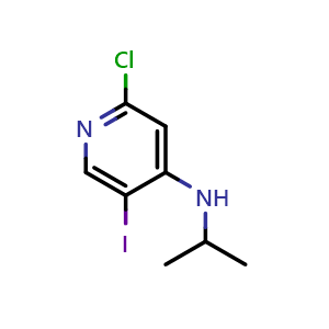 Chemical structure of 2-Chloro-5-iodo-N-isopropylpyridin-4-amine , CAS 1447227-69-1, AChemBlock V147087