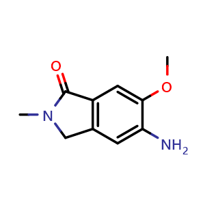 Chemical structure of 5-Amino-6-methoxy-2-methylisoindolin-1-one , CAS 1441172-78-6, AChemBlock V147107