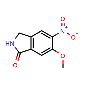 Chemical structure of 6-Methoxy-5-nitroisoindolin-1-one , CAS 1822668-04-1, AChemBlock V147108