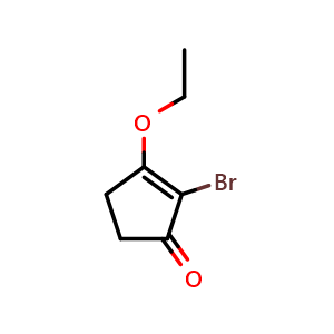 Chemical structure of 2-Bromo-3-ethoxy-2-cyclopentenone , CAS 226703-16-8, AChemBlock V147110