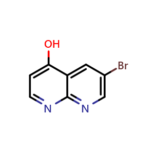 Chemical structure of 6-Bromo-1,8-naphthyridin-4-ol , CAS 1679345-55-1, AChemBlock V147115