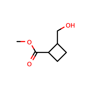 Chemical structure of Methyl 2-(Hydroxymethyl)cyclobutanecarboxylate , CAS 209549-17-7, AChemBlock V147147