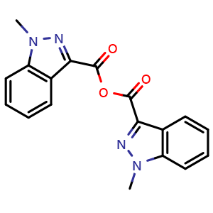 Chemical structure of 1-Methyl-1H-indazole-3-carboxylic Anhydride , CAS 1363173-34-5, AChemBlock V147157