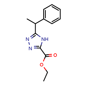 Chemical structure of Ethyl 5-(1-Phenylethyl)-4H-1,2,4-triazole-3-carboxylate , CAS 1622854-81-2, AChemBlock V147161