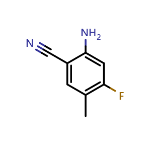 Chemical structure of 2-Amino-4-fluoro-5-methylbenzonitrile , CAS 1037206-84-0, AChemBlock V147166