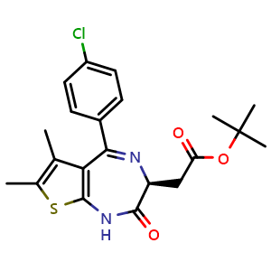 Chemical structure of tert-Butyl (S)-2-[5-(4-Chlorophenyl)-6,7-dimethyl-2-oxo-2,3-dihydro-1H-thieno[2,3-e][1,4]diazepin-3-yl]acetate , CAS 1268524-67-9, AChemBlock V147167