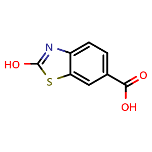 Chemical structure of 2-Hydroxybenzo[d]thiazole-6-carboxylic Acid , CAS 99615-68-6, AChemBlock V147174