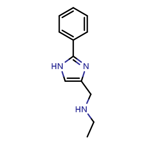 Chemical structure of Ethyl[(2-phenyl-1H-imidazol-4-yl)methyl]amine , CAS 1406785-92-9, AChemBlock V147185