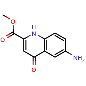 Chemical structure of Methyl 6-Amino-4-oxo-1,4-dihydroquinoline-2-carboxylate , CAS 52979-42-7, AChemBlock V147193