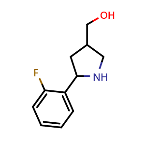 Chemical structure of [5-(2-Fluorophenyl)pyrrolidin-3-yl]methanol , CAS 1558374-70-1, AChemBlock V147197