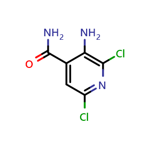 Chemical structure of 3-Amino-2,6-dichloroisonicotinamide , CAS 1263378-64-8, AChemBlock V147201