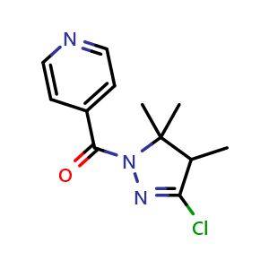 Chemical structure of (3-Chloro-4,5,5-trimethyl-4,5-dihydro-1-pyrazolyl)(4-pyridyl)methanone , CAS 1246632-52-9, AChemBlock V147209