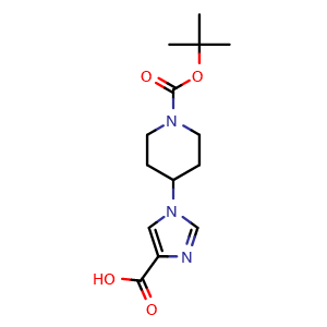 Chemical structure of 1-(1-Boc-4-piperidyl)-1H-imidazole-4-carboxylic Acid , CAS 189695-69-0, AChemBlock V147217