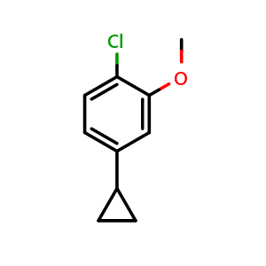 Chemical structure of 2-Chloro-5-cyclopropylanisole , CAS 865305-29-9, AChemBlock V147228