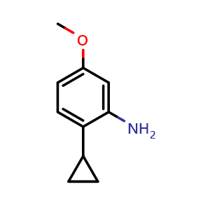 Chemical structure of 2-Cyclopropyl-5-methoxyaniline , CAS 1610034-84-8, AChemBlock V147231