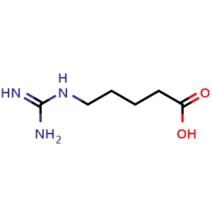 Chemical structure of 5-Guanidinopentanoic Acid , CAS 462-93-1, AChemBlock V147234