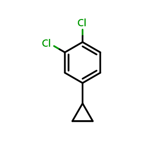 Chemical structure of 1,2-Dichloro-4-cyclopropylbenzene , CAS 1135251-50-1, AChemBlock V147239