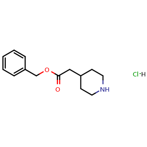 Chemical structure of Benzyl 2-(Piperidin-4-yl)acetate Hydrochloride , CAS 1000872-47-8, AChemBlock V147251