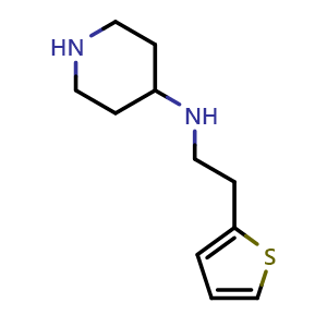 Chemical structure of N-[2-(2-Thienyl)ethyl]piperidin-4-amine , CAS 359878-82-3, AChemBlock V147275