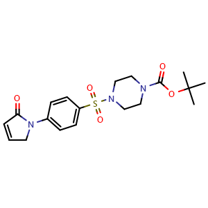Chemical structure of 1-[4-[(4-Boc-1-piperazinyl)sulfonyl]phenyl]-1H-pyrrol-2(5H)-one , CAS 2743234-16-2, AChemBlock V147283
