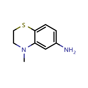 Chemical structure of 6-Amino-4-methyl-3,4-dihydro-2H-benzo[b][1,4]thiazine , CAS 1092296-20-2, AChemBlock V147285