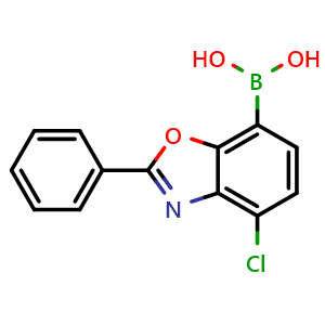 Chemical structure of (4-Chloro-2-phenylbenzo[d]oxazol-7-yl)boronic Acid , AChemBlock V147309