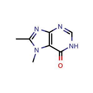 Chemical structure of 7,8-Dimethyl-1H-purin-6(7H)-one , CAS 58192-87-3, AChemBlock V147312
