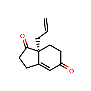 Chemical structure of (R)-7a-Allyl-2,3,7,7a-tetrahydro-1H-indene-1,5(6H)-dione , CAS 161773-56-4, AChemBlock V147338