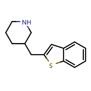 Chemical structure of 3-(2-Benzothienylmethyl)piperidine , CAS 1337034-11-3, AChemBlock V147340