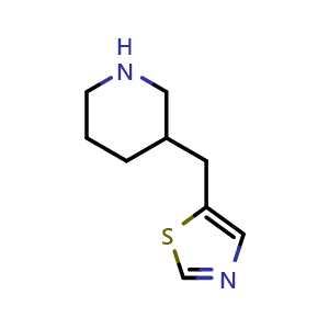 Chemical structure of 5-(3-Piperidylmethyl)thiazole , CAS 1565425-14-0, AChemBlock V147343