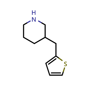 Chemical structure of 3-(2-Thienylmethyl)piperidine , CAS 1017202-30-0, AChemBlock V147344