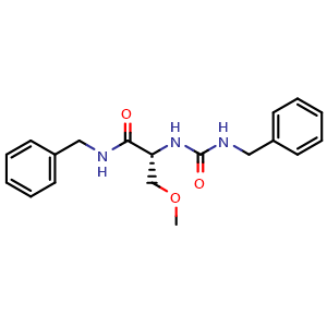 Chemical structure of (R)-N-Benzyl-2-(3-benzylureido)-3-methoxypropanamide , CAS 2295925-90-3, AChemBlock V147362