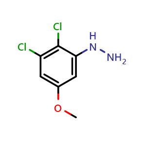 Chemical structure of 2,3-Dichloro-5-methoxyphenylhydrazine , CAS 2369752-66-7, AChemBlock V147365