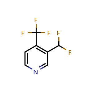 Chemical structure of 3-(Difluoromethyl)-4-(trifluoromethyl)pyridine , CAS 1805302-49-1, AChemBlock V147379