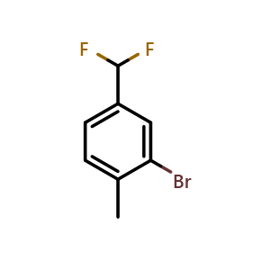 Chemical structure of 2-Bromo-4-(difluoromethyl)toluene , CAS 1261849-91-5, AChemBlock V147410