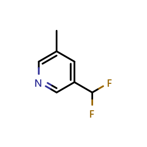 Chemical structure of 3-(Difluoromethyl)-5-methylpyridine , CAS 1374659-24-1, AChemBlock V147427