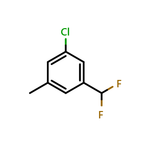 Chemical structure of 3-Chloro-5-(difluoromethyl)toluene , CAS 1261821-41-3, AChemBlock V147429