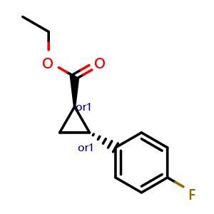 Chemical structure of Ethyl trans-2-(4-Fluorophenyl)cyclopropanecarboxylate , CAS 70461-58-4, AChemBlock V147441